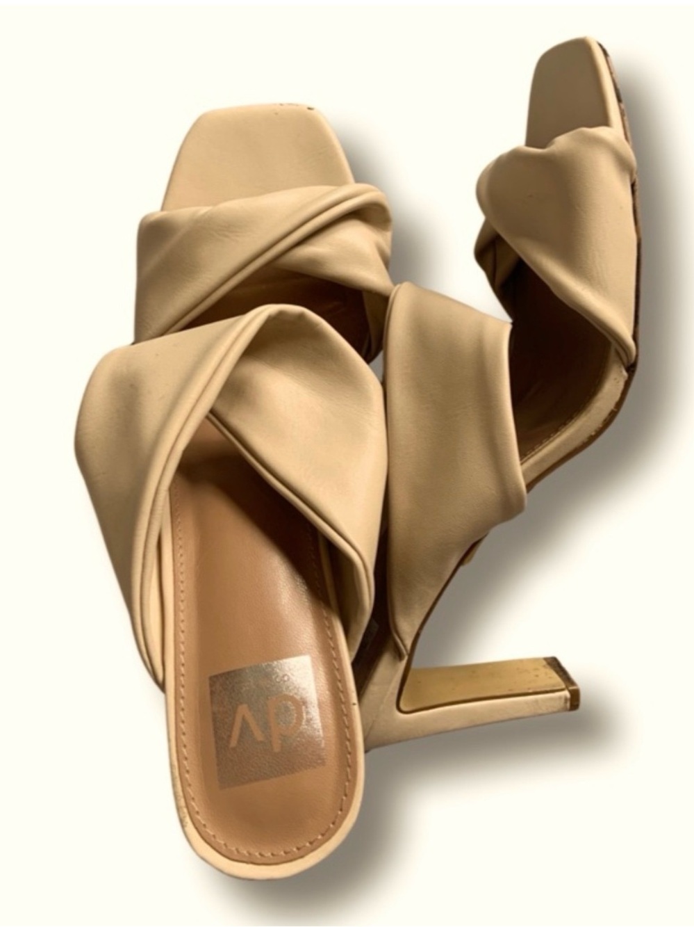 Dolce Vita Cream Twisted Strap Heeled Mules